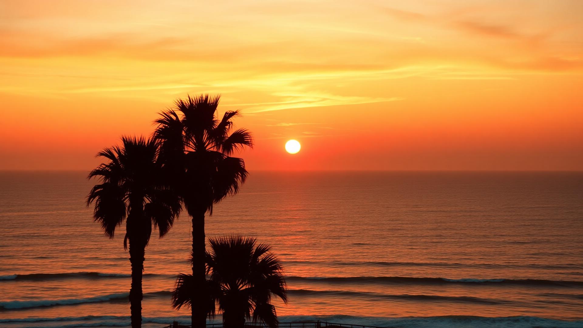 San Diego sunset over the water
